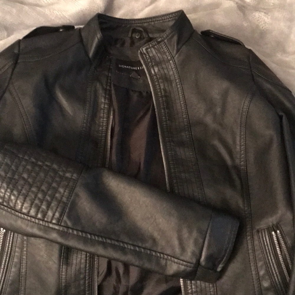 faux leather jacket moto